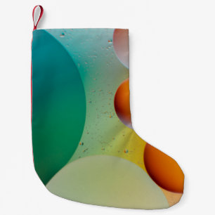 PETITE CHAUSSETTE DE NOËL BALLONS BLEUS ET BLANCS SUR SURFACE BLANCHE