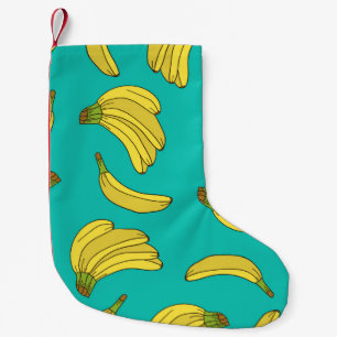Petite Chaussette De Noël Bananes dessinées à la main sans couture motif. Es