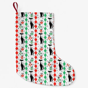 Petite Chaussette De Noël Bande de chat Xmas Rétro Multi 2 côtés Petit