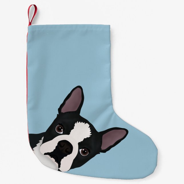 Petite Chaussette De Noël bande dessinée de terrier de Boston (Devant)