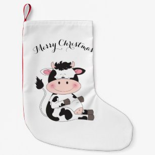 Petite Chaussette De Noël Bande dessinée mignonne de vache à bébé