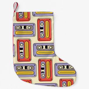 Petite Chaussette De Noël Bandes cassettes rétro : motif sans soudure.