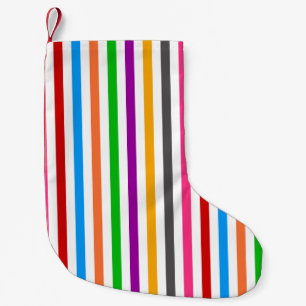 Petite Chaussette De Noël Bandes de lignes arc-en-ciel colorées - Blanc