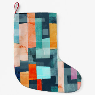 Petite Chaussette De Noël Bandes géométriques multicolores, motif tendance.