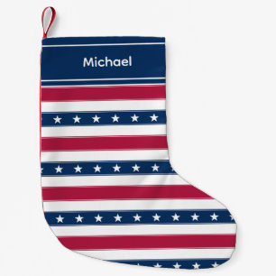 Petite Chaussette De Noël Bandes Horizontales Tricolores avec Étoiles Person
