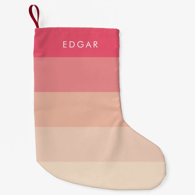 Petite Chaussette De Noël Bandes pastel rose moderne (Devant)