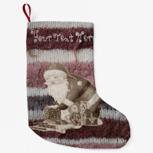 Petite Chaussette De Noël bandes tricotées père Noël se prépare pour Noël