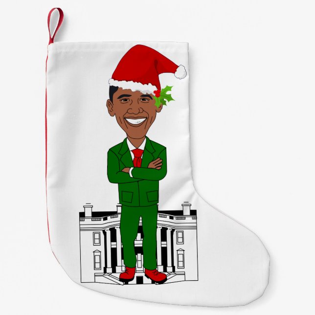Petite Chaussette De Noël barack obama santa claus stockage de noël (Devant)