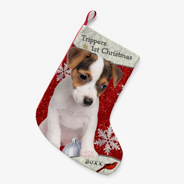 Petite Chaussette De Noël Bas adorable de Noël de chiot de Jack Russell (Devant (Accrochage))
