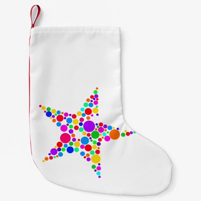 Petite Chaussette De Noël Bas d'arc-en-ciel lumineux d'étoile et de Noël (Devant)