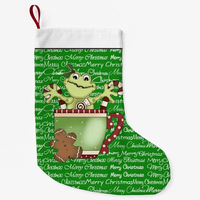 Petite Chaussette De Noël Bas de bande dessinée de vacances de grenouille de (Devant)