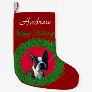 Petite Chaussette De Noël Bas de chien de Boston Terrier de Noël
