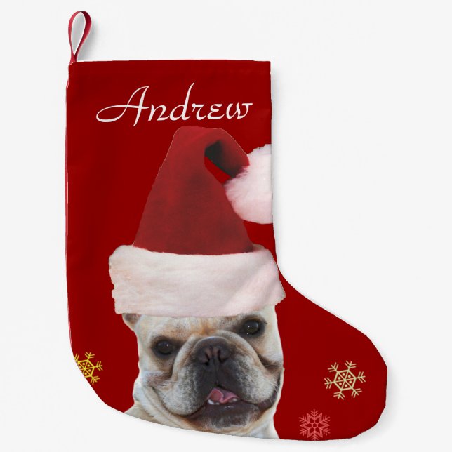 Petite Chaussette De Noël Bas de chien de bouledogue français de Noël (Devant)