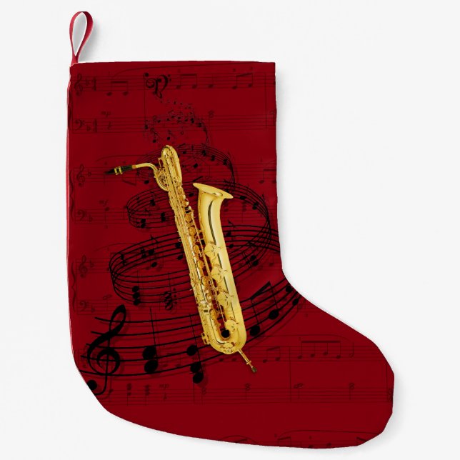 Petite Chaussette De Noël Bas de musique de saxophone bas (Devant)