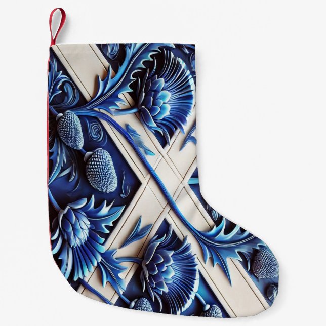 Petite Chaussette De Noël Bas de Noël avec chardon écossais (Devant)