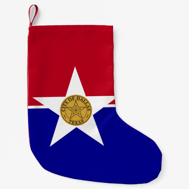 Petite Chaussette De Noël Bas de Noël avec drapeau de Dallas (Devant)