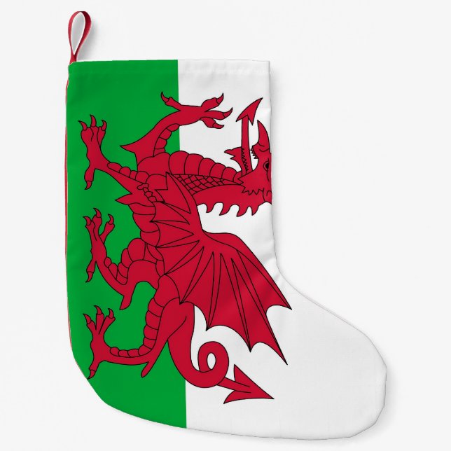 Petite Chaussette De Noël Bas de Noël avec drapeau du Pays de Galles (Devant)