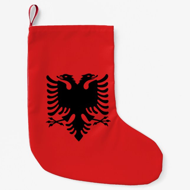 Petite Chaussette De Noël Bas de Noël avec le drapeau d'Albanie (Devant)