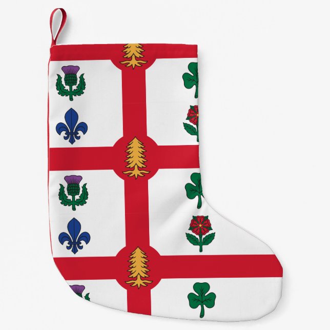Petite Chaussette De Noël Bas de Noël avec le drapeau de Montréal (Devant)