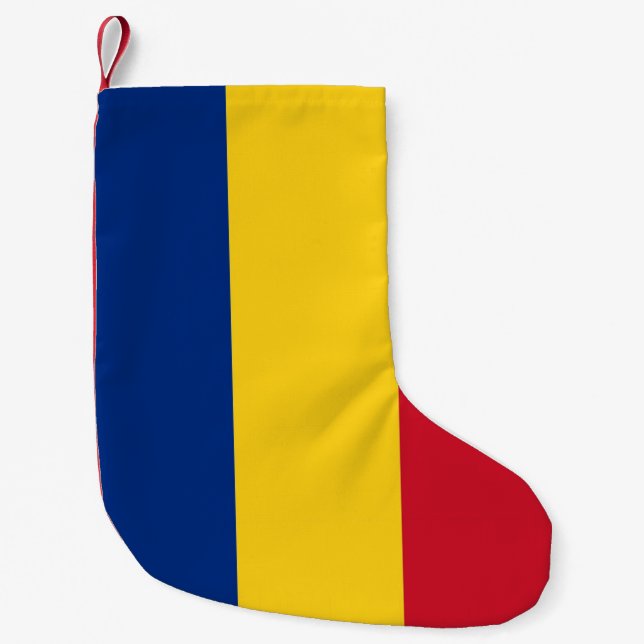 Petite Chaussette De Noël Bas de Noël avec le drapeau de Roumanie (Devant)