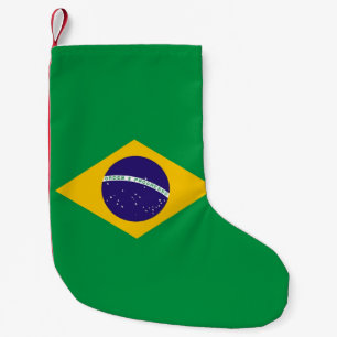 Petite Chaussette De Noël Bas de Noël avec le drapeau du Brésil