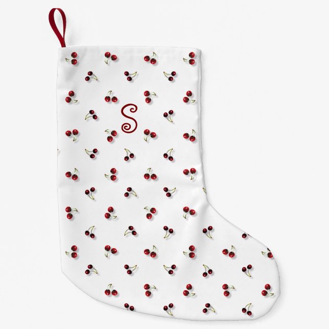 Petite Chaussette De Noël Bas de Noël Cerises (Devant)