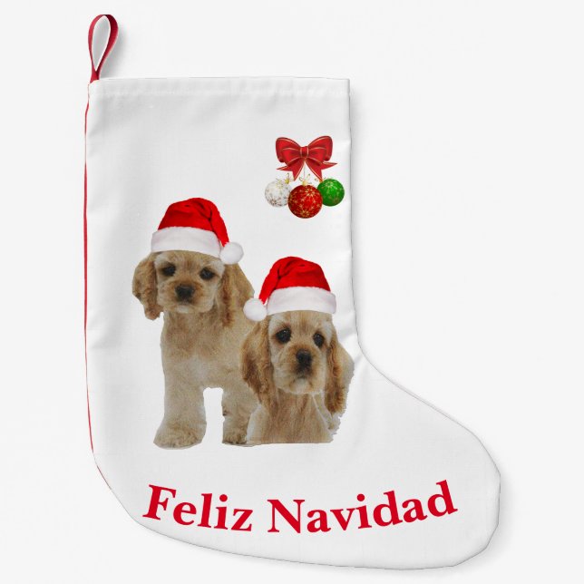 Petite Chaussette De Noël Bas de Noël Cocker Spaniel Feliz Navidad Noël (Devant)
