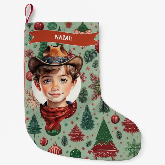 Petite Chaussette De Noël Bas de Noël Cowboy (Devant)