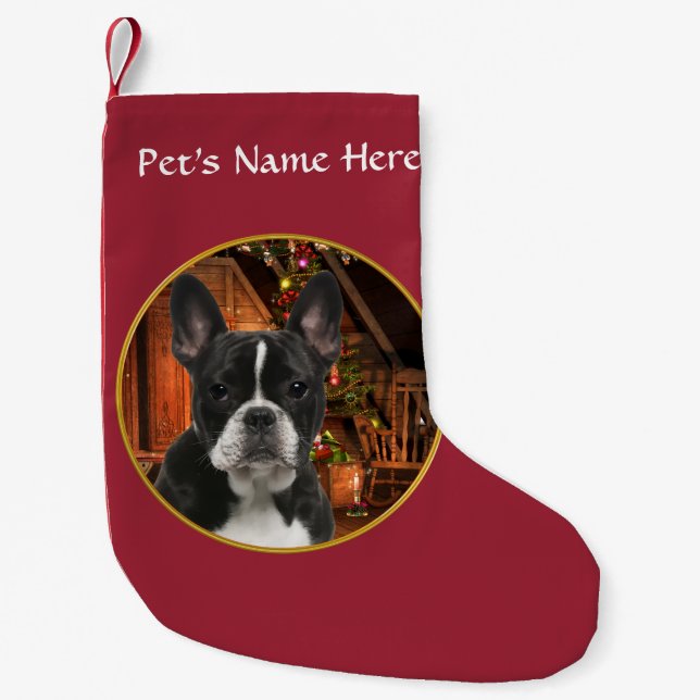Petite Chaussette De Noël Bas de Noël de bouledogue français (Devant)