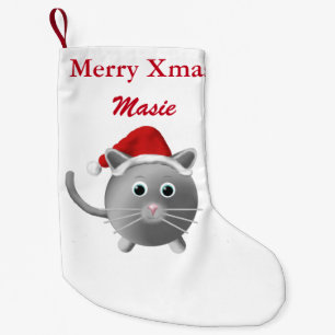 Petite Chaussette De Noël Bas de Noël de chat de gris argenté