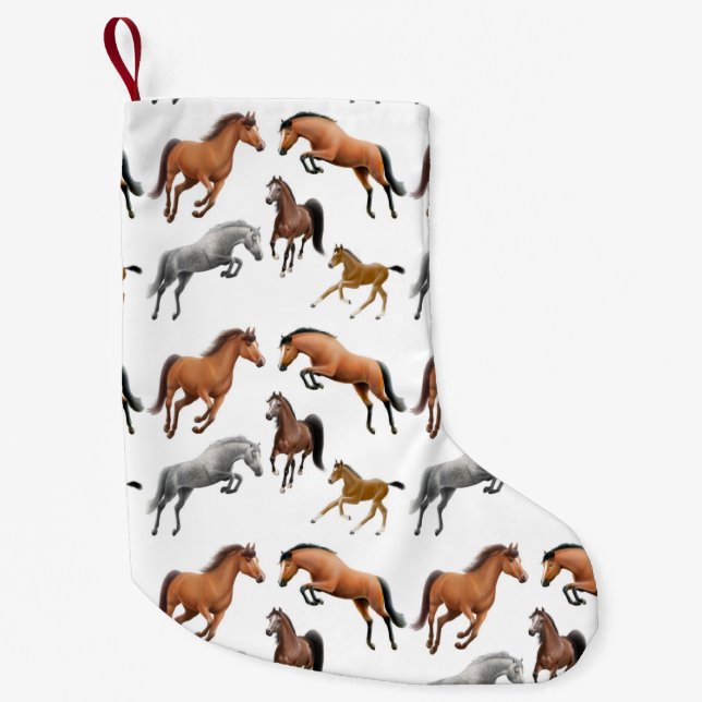 Petite Chaussette De Noël Bas de Noël de chevaux de pullover de chasseur (Devant)