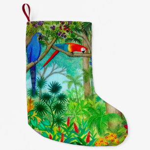 Petite Chaussette De Noël Bas de Noël de jungle de perroquet d'ara