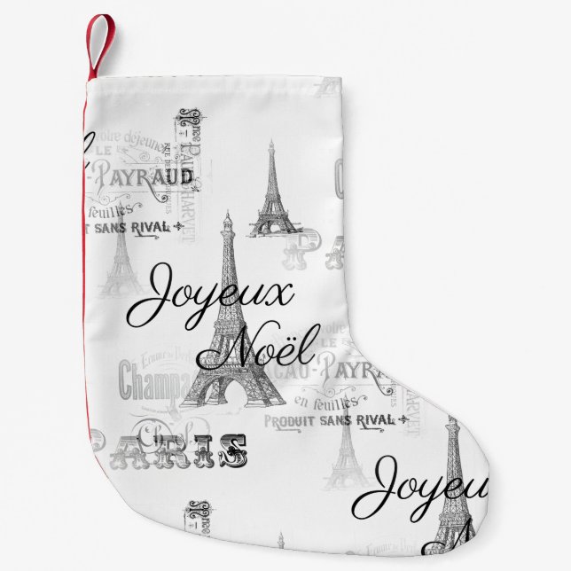 Petite Chaussette De Noël Bas de Noël de Paris Joyeux Noel (Devant)