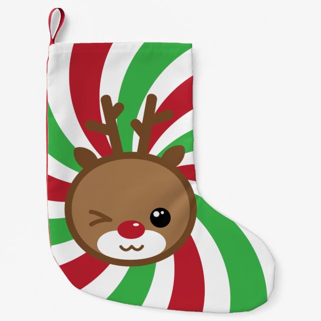 Petite Chaussette De Noël Bas de Noël de renne de Kawaii (Devant)