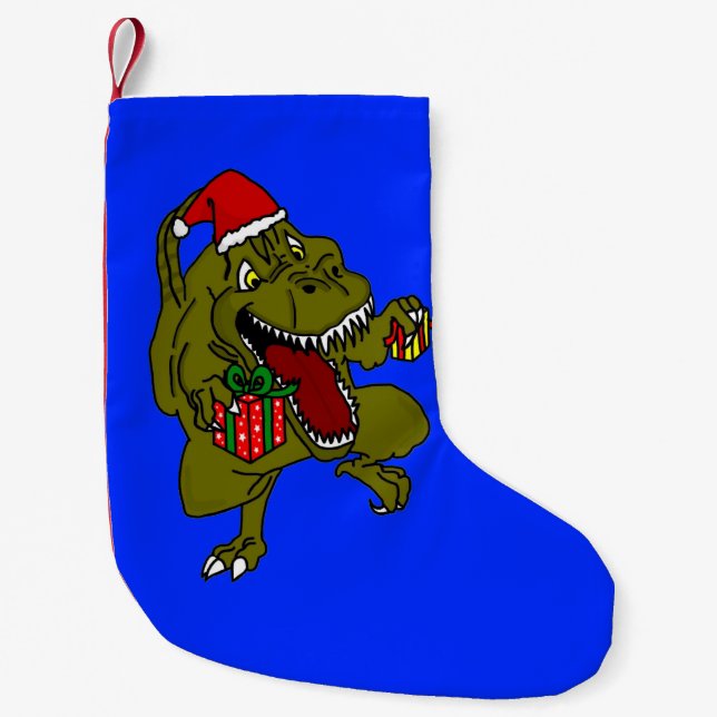 Petite Chaussette De Noël Bas de Noël du père noël T-Rex (Devant)