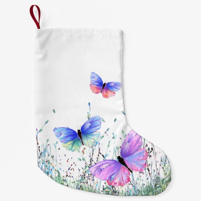 Petite Chaussette De Noël Bas de Noël Papillons (Devant)
