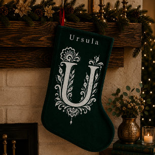 Petite Chaussette De Noël Bas de Noël personnalisé avec monogramme botanique