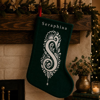 Petite Chaussette De Noël Bas de Noël personnalisé avec monogramme botanique