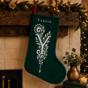 Petite Chaussette De Noël Bas de Noël personnalisé avec monogramme botanique