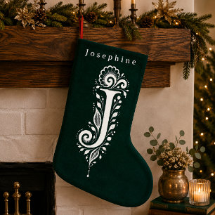 Petite Chaussette De Noël Bas de Noël personnalisé avec monogramme botanique