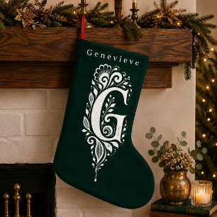 Petite Chaussette De Noël Bas de Noël personnalisé avec monogramme botanique