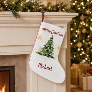 Petite Chaussette De Noël Bas de Noël personnalisé avec nom et sapin de Noël