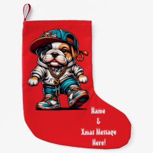 Petite Chaussette De Noël Bas de Noël personnalisé Chien Bouledogue de Noël