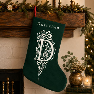 Petite Chaussette De Noël Bas de Noël personnalisé Monogramme botanique Lett