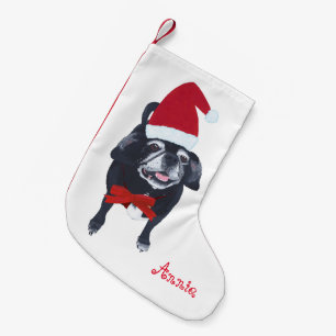 Petite Chaussette De Noël Bas de Noël personnalisé par chien de carlin de