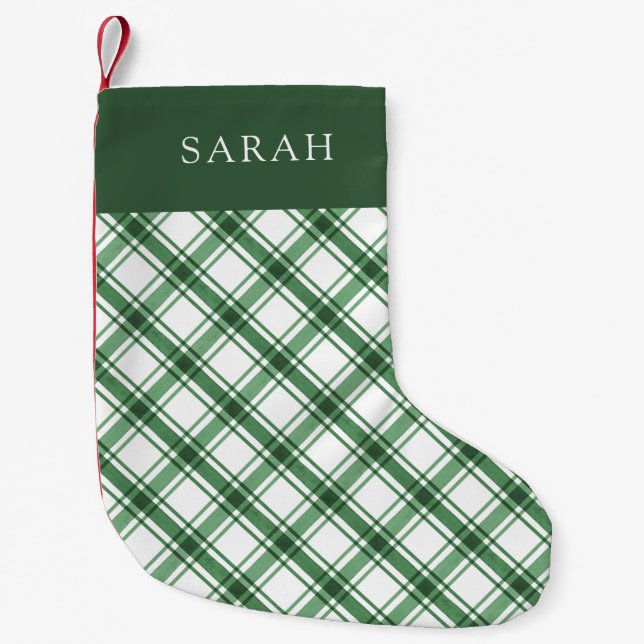 Petite Chaussette De Noël Bas de Noël vert et blanc (Devant)