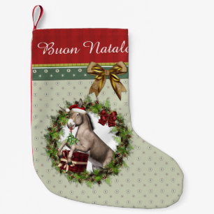 Petite Chaussette De Noël Bas de Père Noël Buon Natale d'âne de Noël