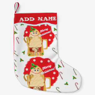 Petite Chaussette De Noël Bas Eggnog Un côté imprimé en rouge