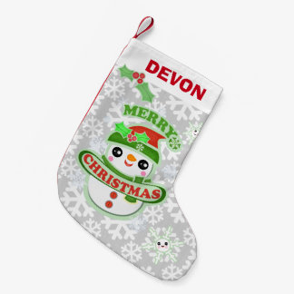 Petite Chaussette De Noël Bas fait sur commande de Noël de bonhomme de neige