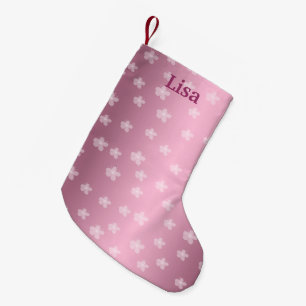 Petite Chaussette De Noël Bas floral assez rose personnalisé de Noël